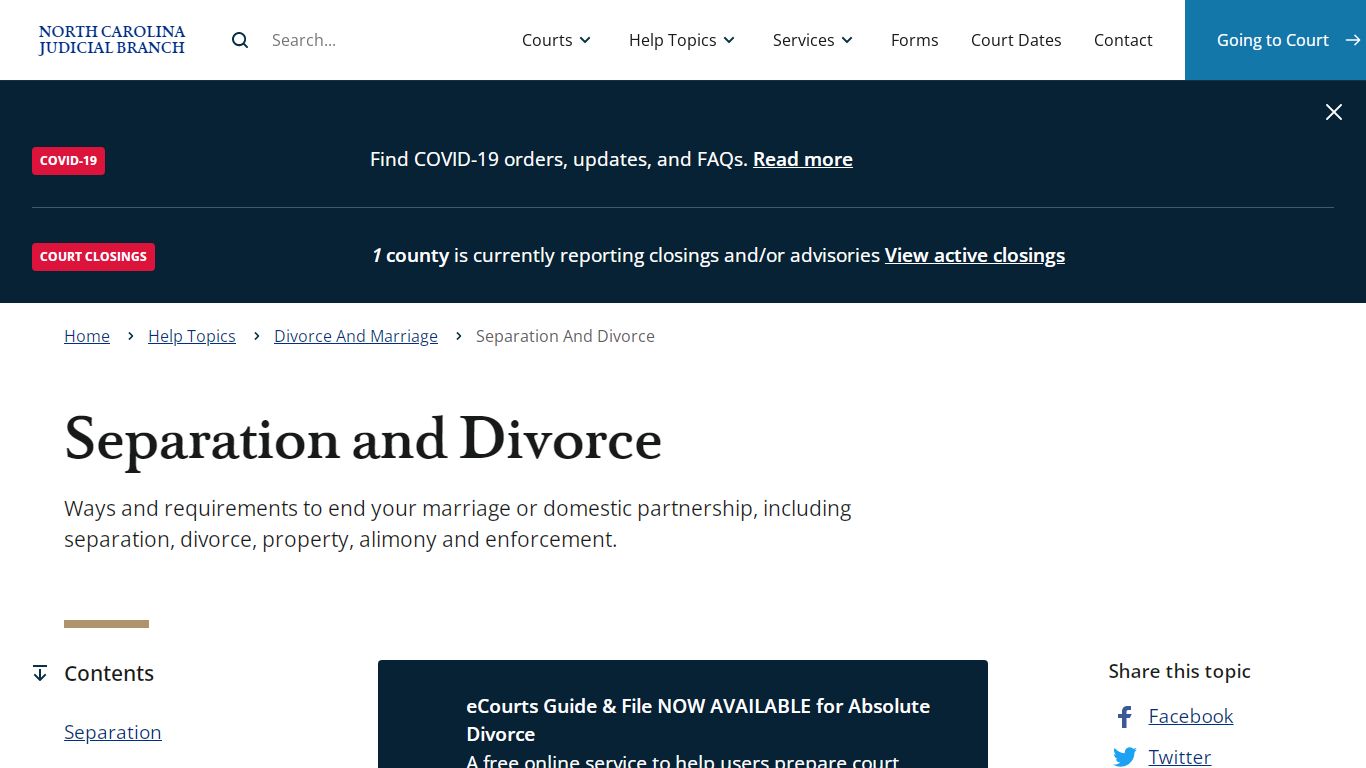 Separation and Divorce | North Carolina Judicial Branch - NCcourts